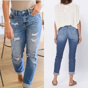 Judy Blue Women's Boyfriend Jeans - Light Blue